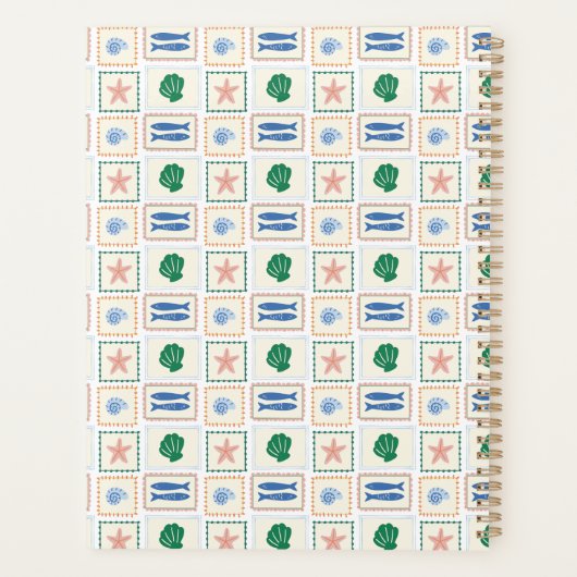 Seashell Pattern Personalized Modern Boho  プランナー手帳 (裏面)