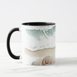 Seashell & Sand – Watercolor Beach Tote Mug マグカップ