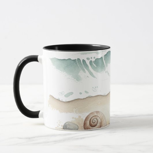 Seashell & Sand – Watercolor Beach Tote Mug マグカップ (左)