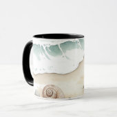 Seashell & Sand – Watercolor Beach Tote Mug マグカップ (正面左)
