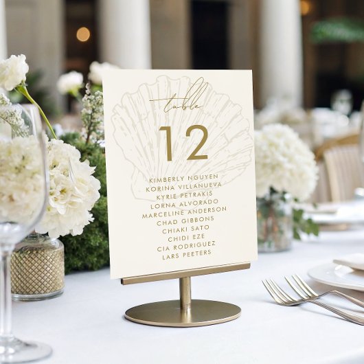 Seashell Seating Chart Names Coastal Wedding Sign テーブルナンバー