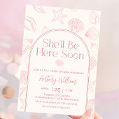Seashell She'll Be Here Baby Shower Invitation 招待状