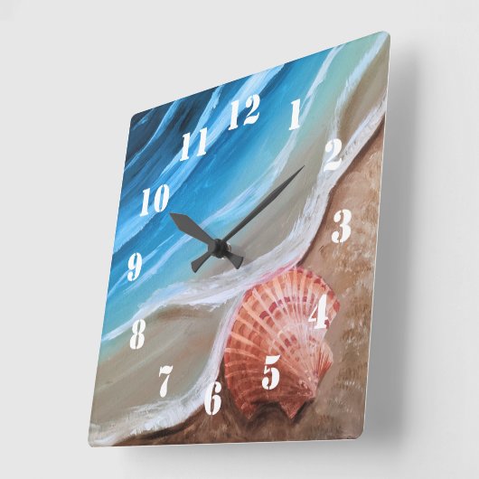 Seashell Shore スクエア壁時計 (傾斜)