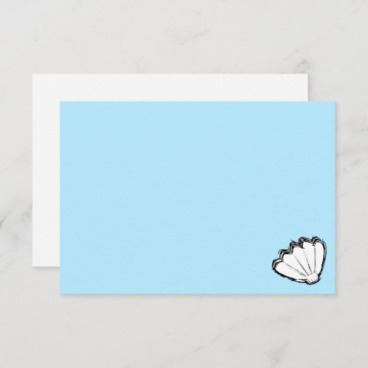 Seashell Sketch White And Blue ノートカード (正面/裏面)