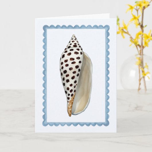 Seashell Stamp Watercolor Beach Greeting Card カード (黄色い花)