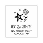 Seashell Starfish航海の Pearlsのアドレス セルフインキングスタンプ (デザイン)
