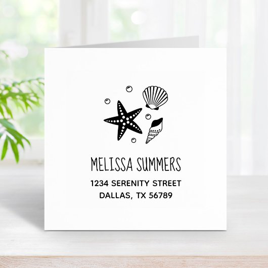 Seashell Starfish航海の Pearlsのアドレス ラバースタンプ
