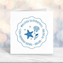 Seashell Starfish航海の Pearls波形アドレス セルフインキングスタンプ