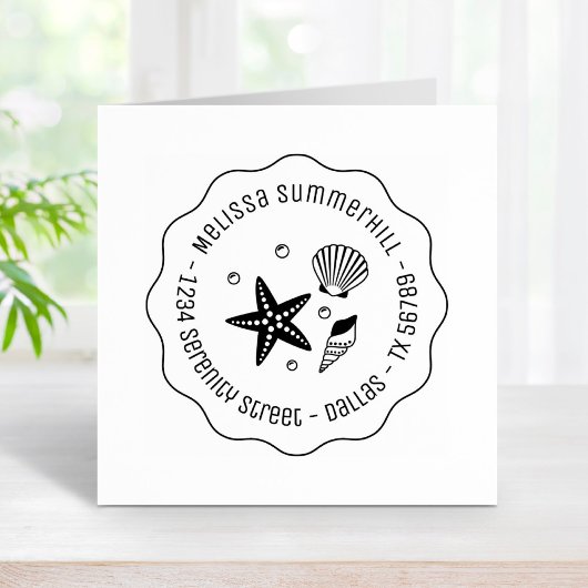 Seashell Starfish航海の Pearls波形アドレス ラバースタンプ