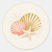 Seashell Summer Party Sticker ラウンドシール (正面)