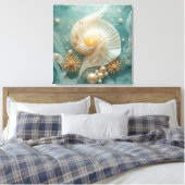 Seashell Wall Art – Coastal Beach Decor キャンバスプリント (インサイチュ (寝室))