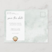 Seashell Watercolor Minimal Beach Photo Save Date ポストカード (裏面)