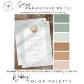 Seashell Watercolor Minimalist Beach Wedding 招待状