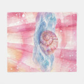 Seashell Wave Fleece Blanket – Coastal Ocean Art フリースブランケット (正面(横))