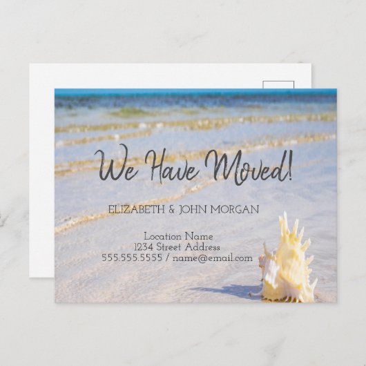 Seashell Wavesビーチの移動発表 案内ポストカード (正面/裏面)