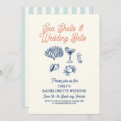 Seashell Wedding Bells  Bachelorette Weekend 招待状 (正面/裏面)