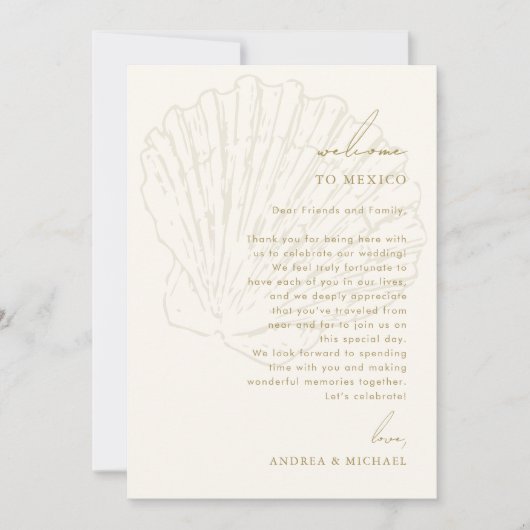 Seashell Wedding Welcome Letter Itinerary Card 招待状 (正面)