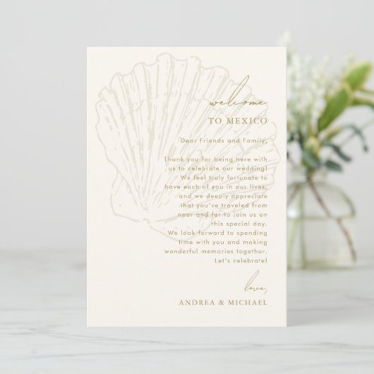 Seashell Wedding Welcome Letter Itinerary Card 招待状 (スタンド正面)
