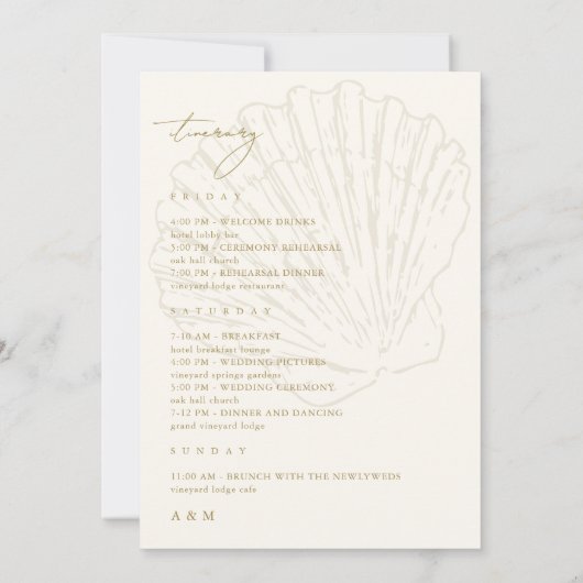 Seashell Wedding Welcome Letter Itinerary Card 招待状 (裏面)