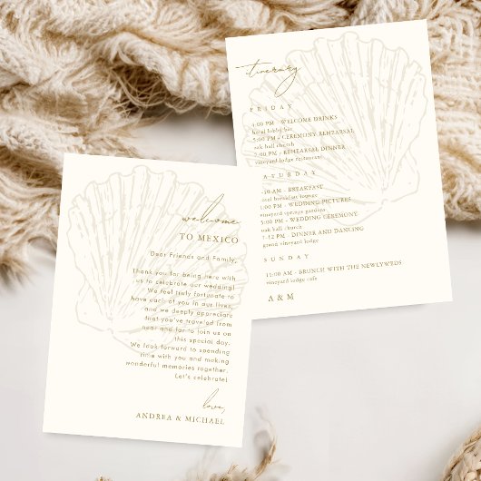 Seashell Wedding Welcome Letter Itinerary Card 招待状