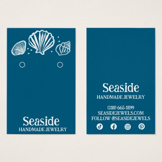 SEASHELLSイヤリングネックレスジュエリーディスプレイカード (正面&裏面)