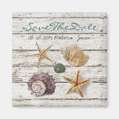 seashellsエレガントビーチ結婚式保存日付 マグネット (正面)