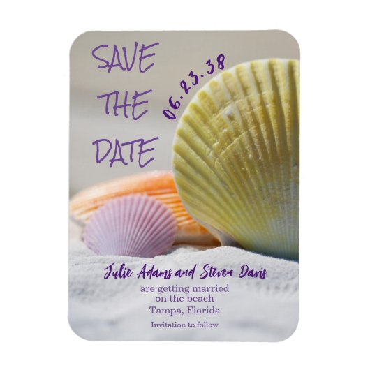 Seashellsカラフル結婚式Save the Date Magnets マグネット (縦)