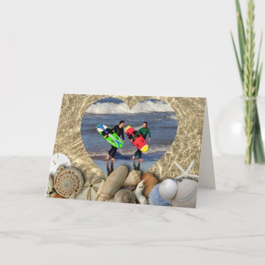 Seashellsクリスマスフォト折り畳みグリーティングカード シーズンカード (正面)