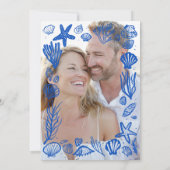 Seashellsフレームビーチ結婚式カスタムPHOTO 招待状 (裏面)