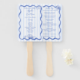 Seashellsブルー波状縁どビーチ結婚式 ハンドファン