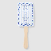 Seashellsブルー波状縁どビーチ結婚式 ハンドファン (正面)