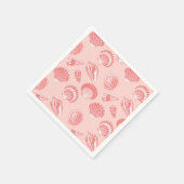 Seashells – コーラルピンクと白 スタンダードカクテルナプキン (角)