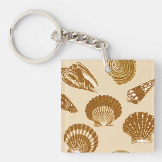 Seashells – ベージュの背景に茶色 キーホルダー (正面)