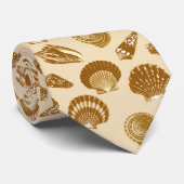 Seashells – ベージュの背景に茶色 ネクタイ (ロール)