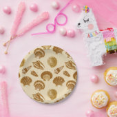 Seashells – ベージュの背景に茶色 ペーパープレート (パーティー)