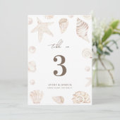 Seashells 5x7 Pearls Nautical Wedding Table Number 招待状 (スタンド正面)