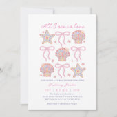 Seashells All I Sea Is Love Beach Bridal Shower 招待状 (正面)