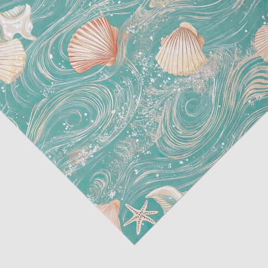 Seashells and Ocean Waves Pattern (10) 薄葉紙 (詳細)