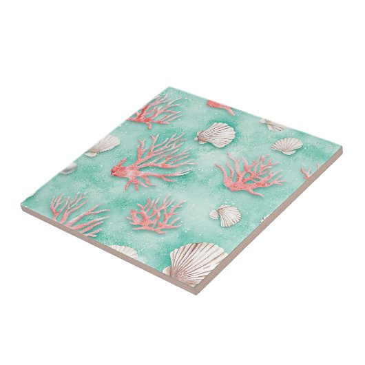 Seashells and Ocean Waves Pattern (12) タイル (側面)