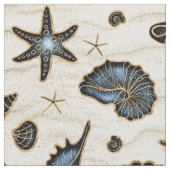 Seashells and Sand Blue ID782 ファブリック (クローズアップ)