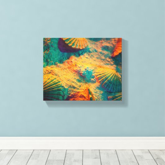 Seashells and Sand Canvas Print キャンバスプリント (インサイチュ (ウッドフロア))