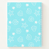 Seashells and Starfish Light Blue Pattern ノートブック (裏面)