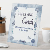 Seashells and Starfish Watercolor Beach Sea Blue 台座サイン (インサイチュ)