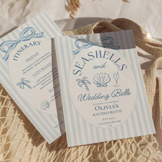 Seashells and Wedding Bells Bachelorette Itinerary 招待状