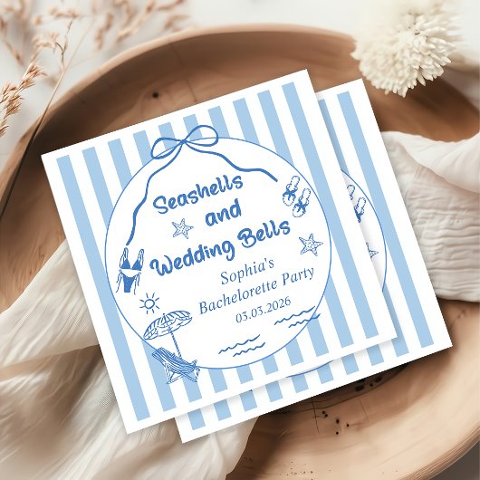 Seashells and Wedding Bells Bachelorette Party スタンダードカクテルナプキン