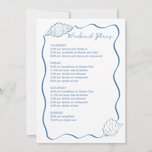 Seashells and wedding bells Bachelorette weekend 招待状 (裏面)