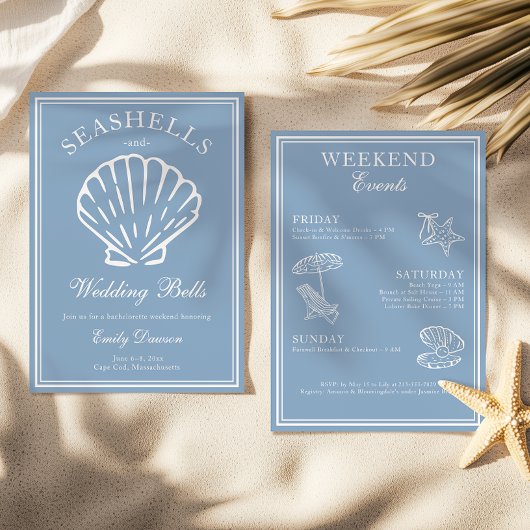 Seashells and Wedding Bells Bachelorette Weekend 招待状