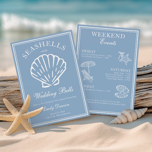 Seashells and Wedding Bells Bachelorette Weekend 招待状