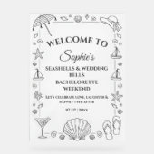 Seashells and Wedding Bells Beach Bachelorette  アクリルサイン (正面)