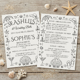 Seashells and Wedding Bells Beach Bachelorette  招待状